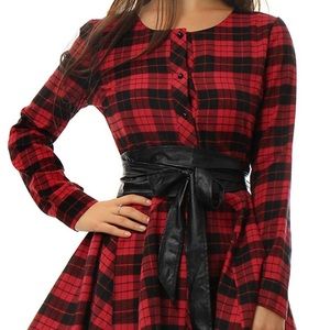 Plaid Long Sleeve Button Down Dress